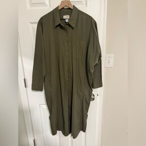 Universal Thread Olive Green Button Down  Shirt Dress